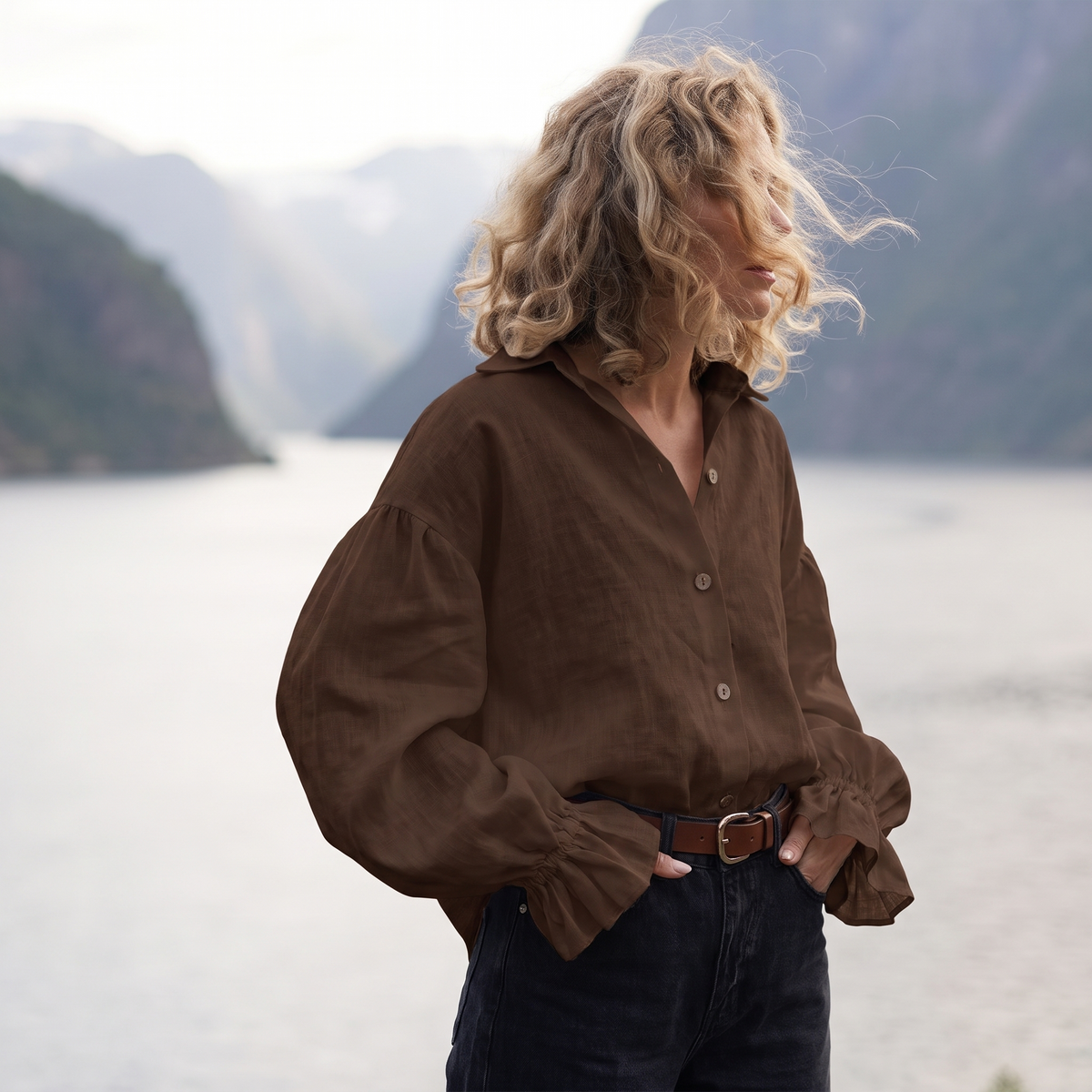 Elise bluse med puffermer