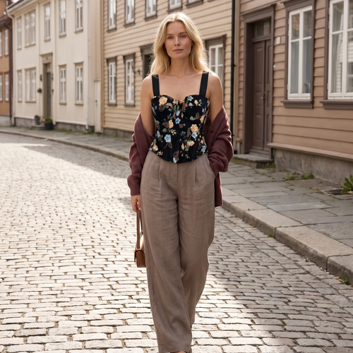 Flora blomstrete korsettopp