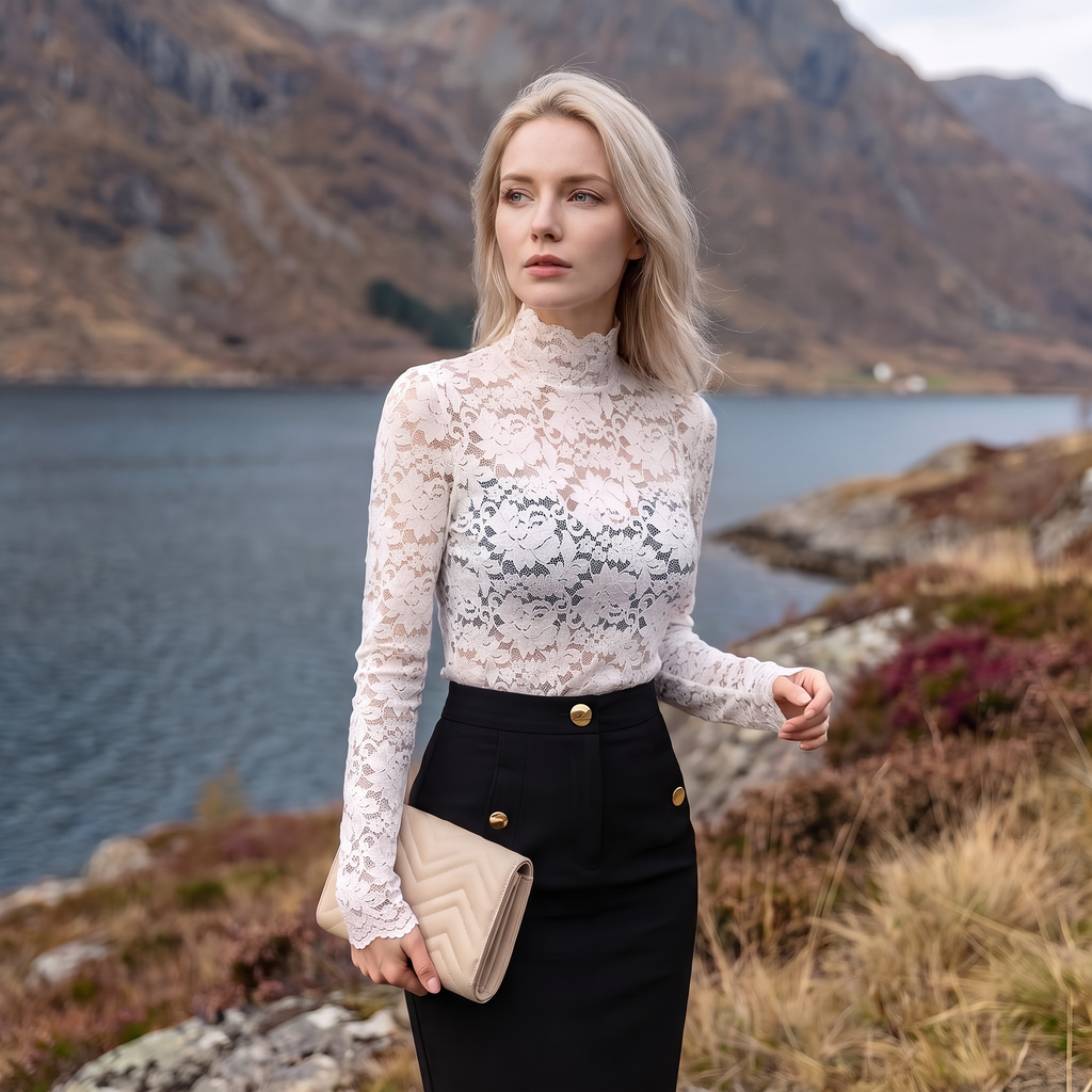 Linnea blondetopp med høy hals