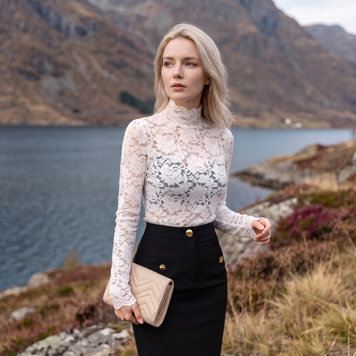 Linnea blondetopp med høy hals