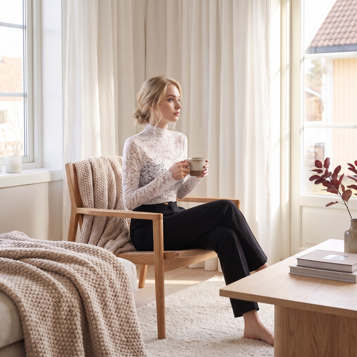 Linnea blondetopp med høy hals